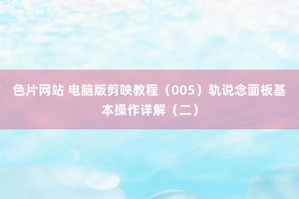 色片网站 电脑版剪映教程（005）轨说念面板基本操作详解（二）