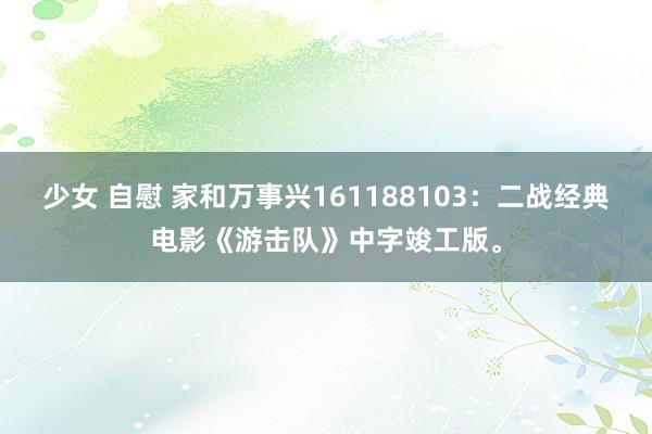 少女 自慰 家和万事兴161188103：二战经典电影《游击队》中字竣工版。